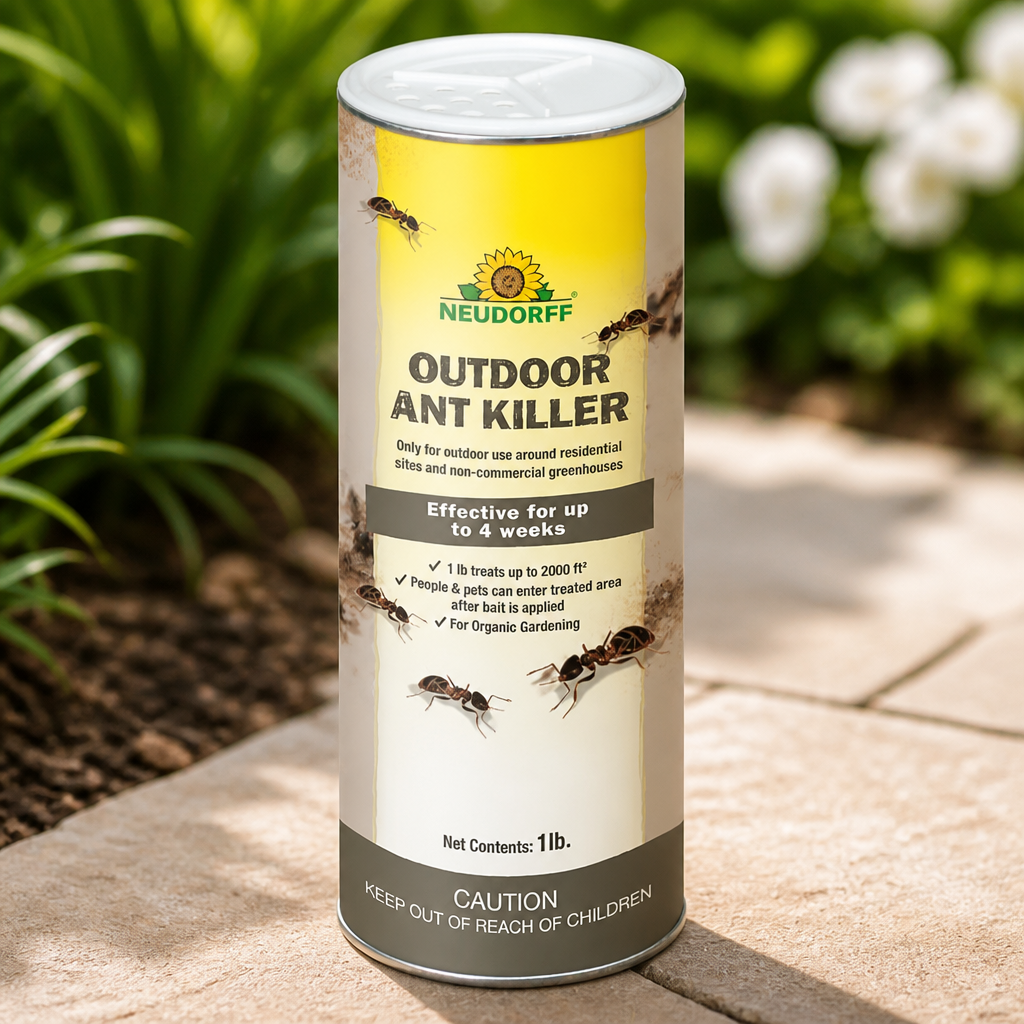 Neudorff Outdoor Ant Killer, Ant Bait Granules 1 lbs Treats up to 2,000 sq. ft. & Lasts up to 4 Weeks, Home Perimeter Treatment for Organic Gardening, Insect Bait Attracts and Kills (1 lb)