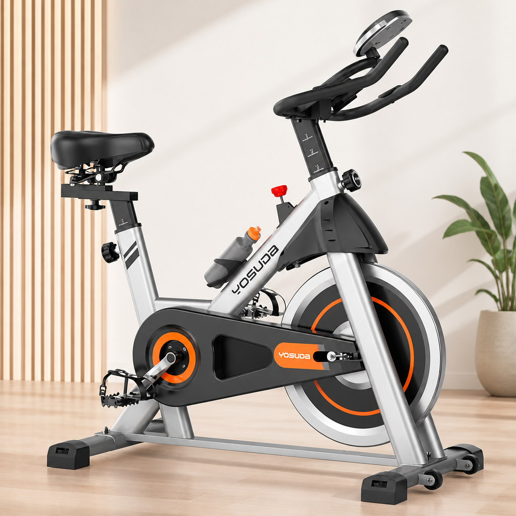 YOSUDA Exercise Bike, Brake Pad Stationary Bike for Home with Exclusive App, Magnetic Indoor Cycling Bike with 300 lb Weight Capacity, Low Noise, Tablet Holder and Fitness Courses for Weight Loss