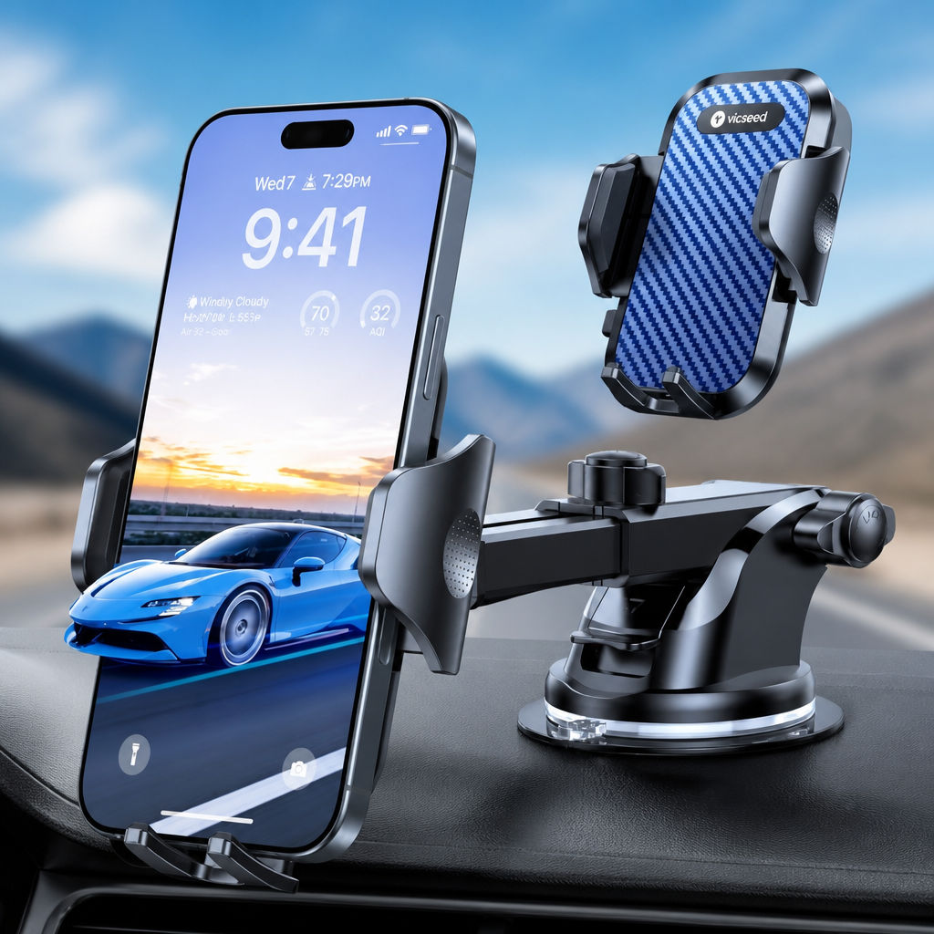 VICSEED [True Strongest Suction] [Rally Racing-Grade Stability] Phone Holders for Your Car 2025 Upgraded Car Phone Holder Mount Truck Stand Cradle for iPhone Samsung All Phones, Dark Blue