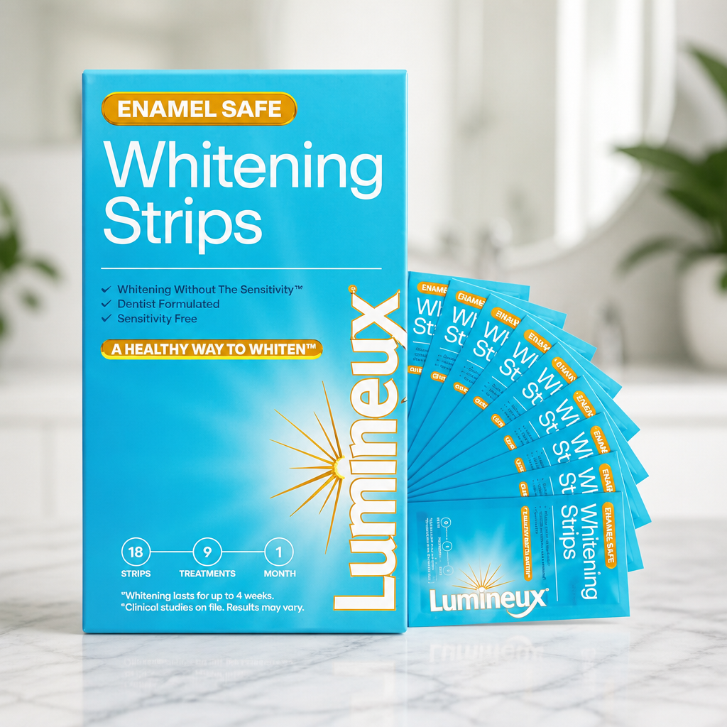 Lumineux Teeth Whitening Strips Kit - 9 Treatments (1 Month) - Peroxide Free - Enamel Safe for Whiter Teeth - Whitening Without The Sensitivity - Dentist Formulated - Sensitivity Free